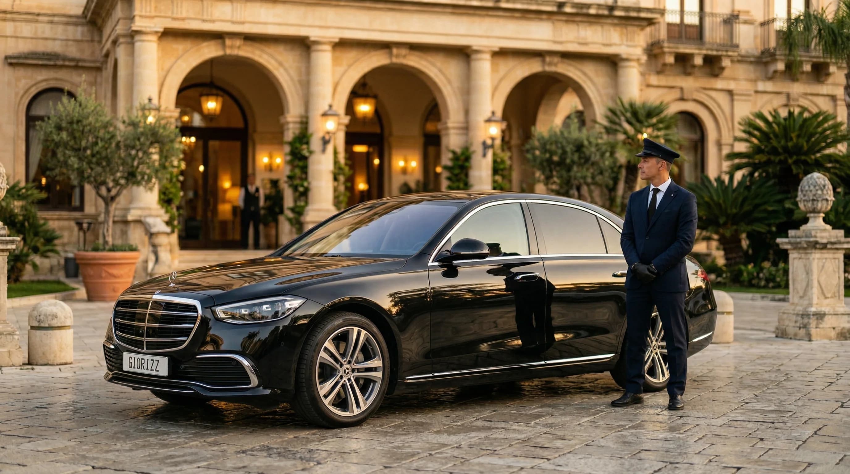 GIORIZZ chauffeur waiting at luxury hotel entrance