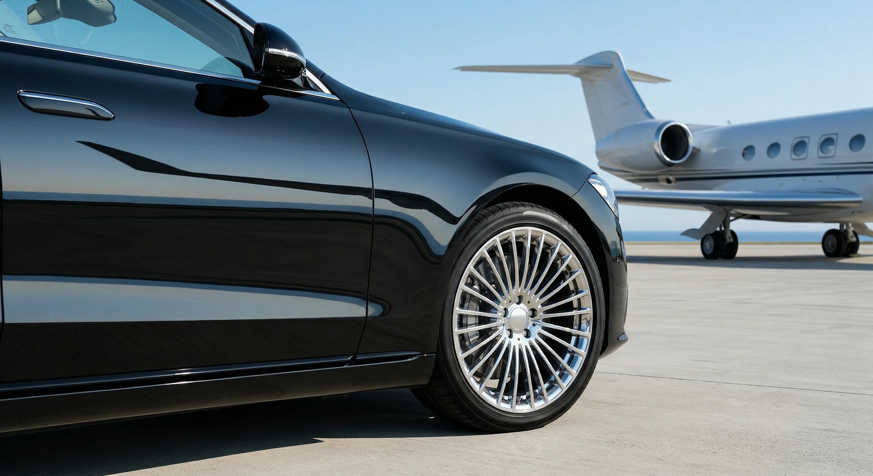Chauffeur tarmac pickup at private jet — GIORIZZ air concierge transfer