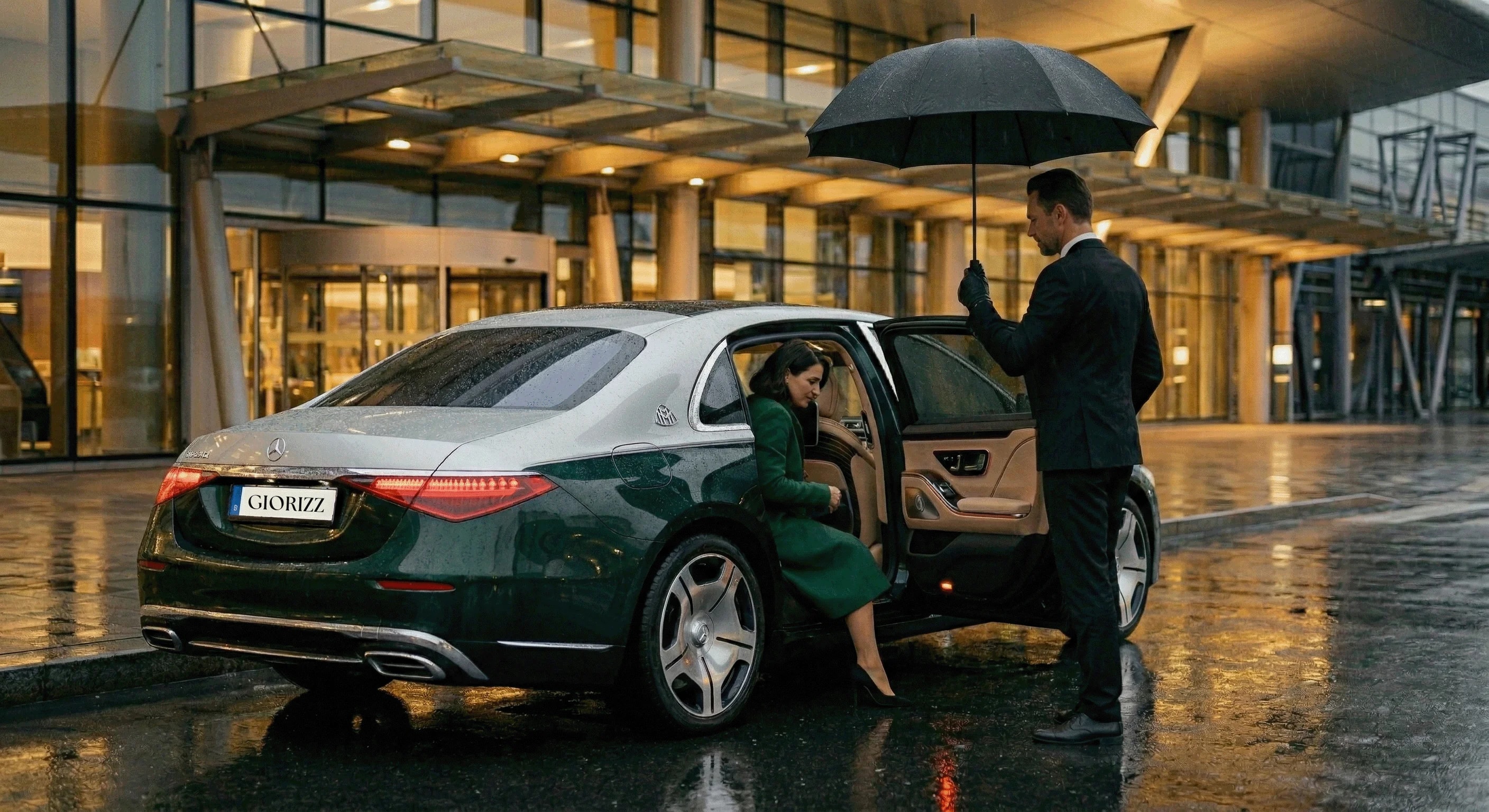 Luxury sedan airport departure — premium chauffeur airport transfer