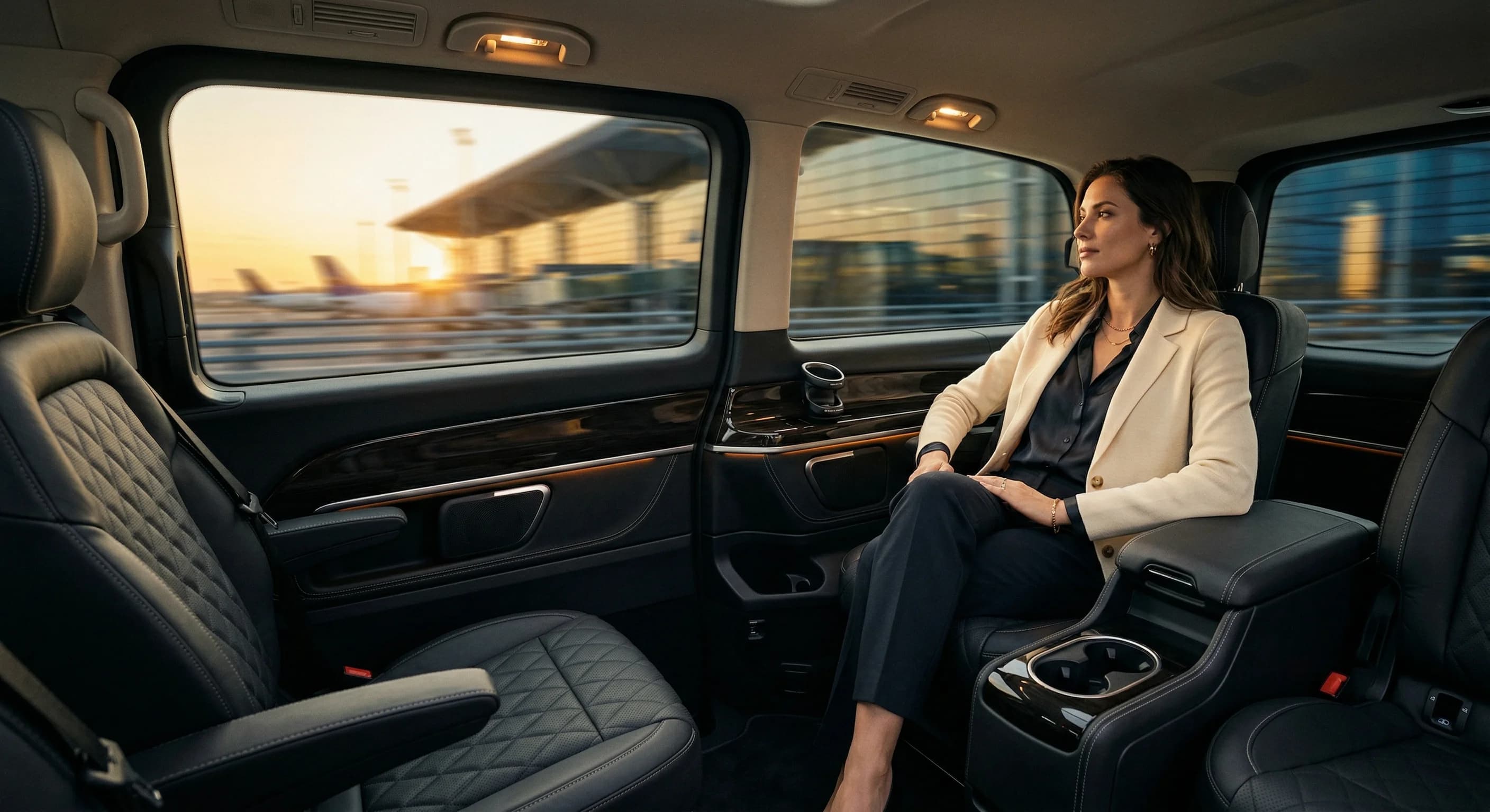 Luxury van airport transfer — group travel logistics
