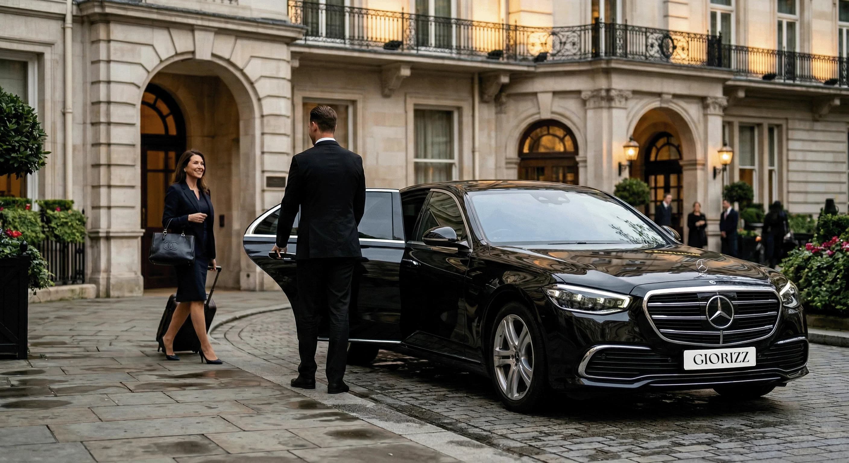 GIORIZZ chauffeur at a hotel pickup in a premium vehicle