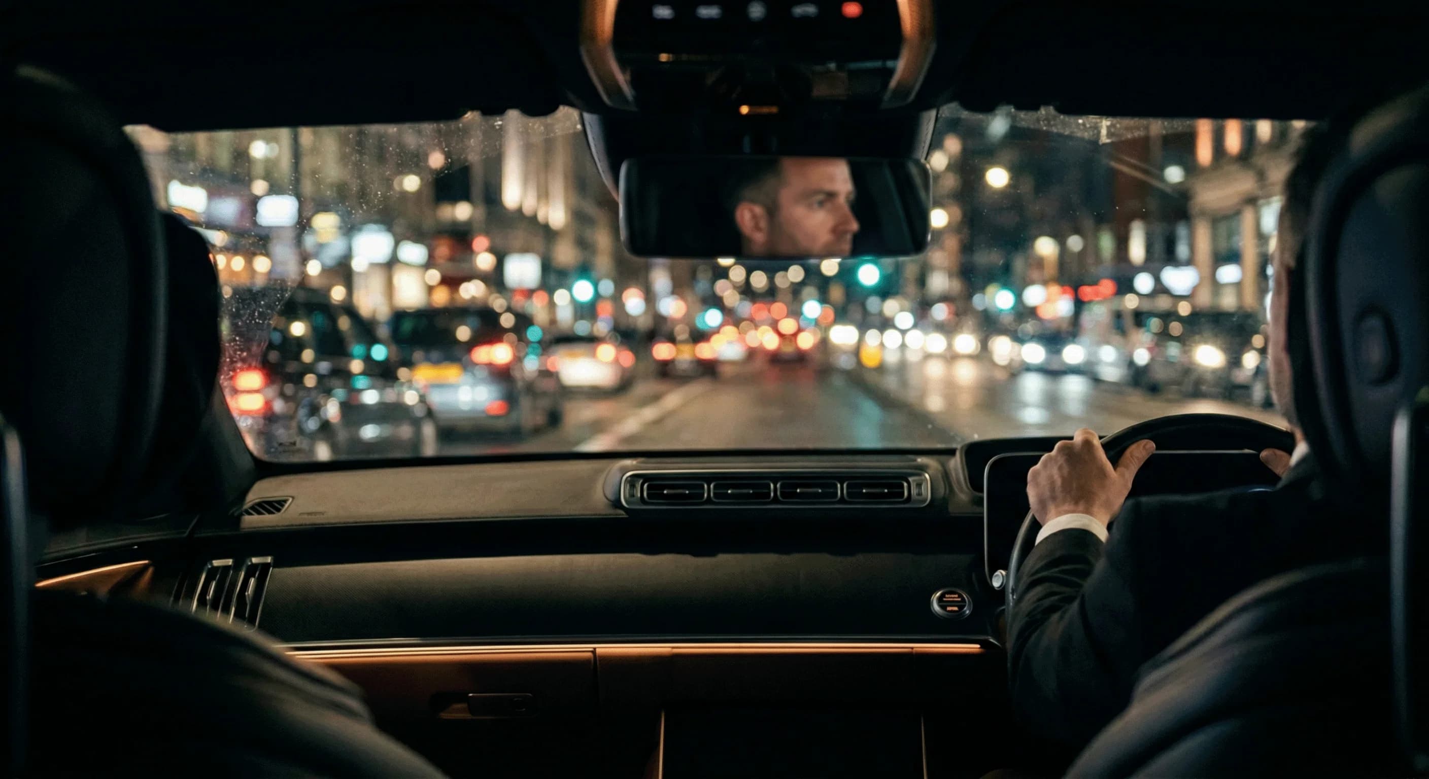 Luxury chauffeur night drive — corporate roadshow executive transfer