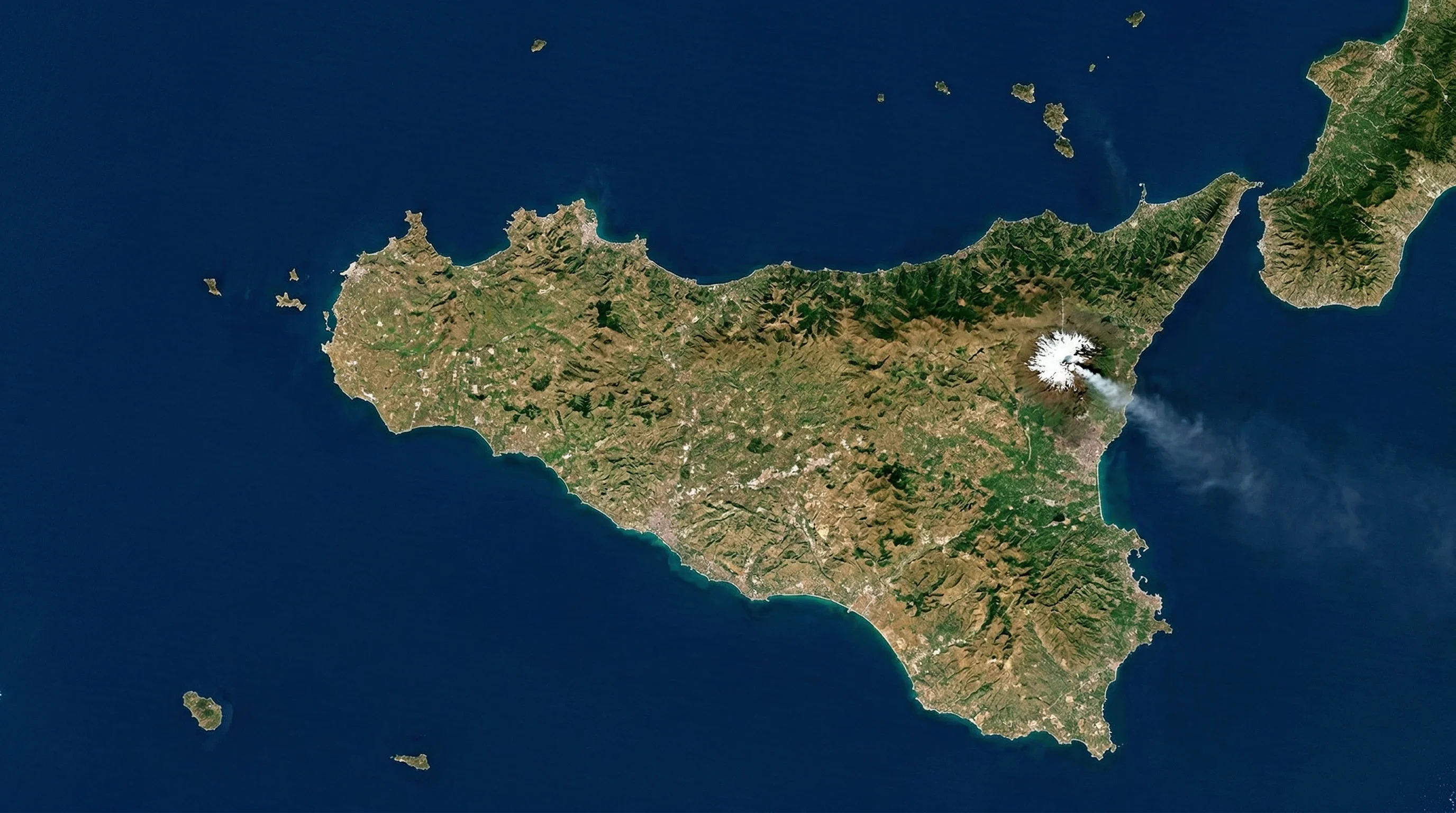 Satellite view of Sicily with GIORIZZ destinations