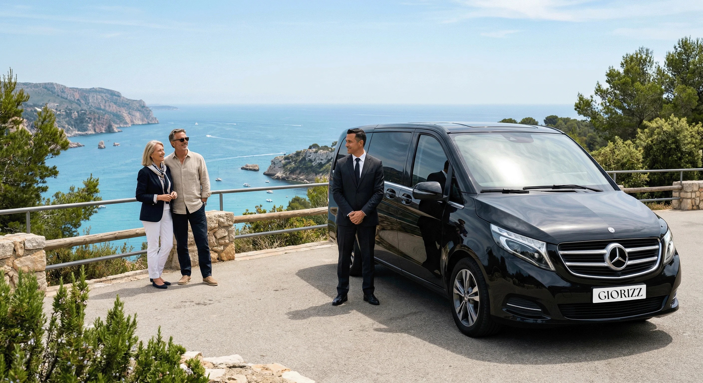 GIORIZZ chauffeur service with retired couple enjoying a Sicilian scenic landscape