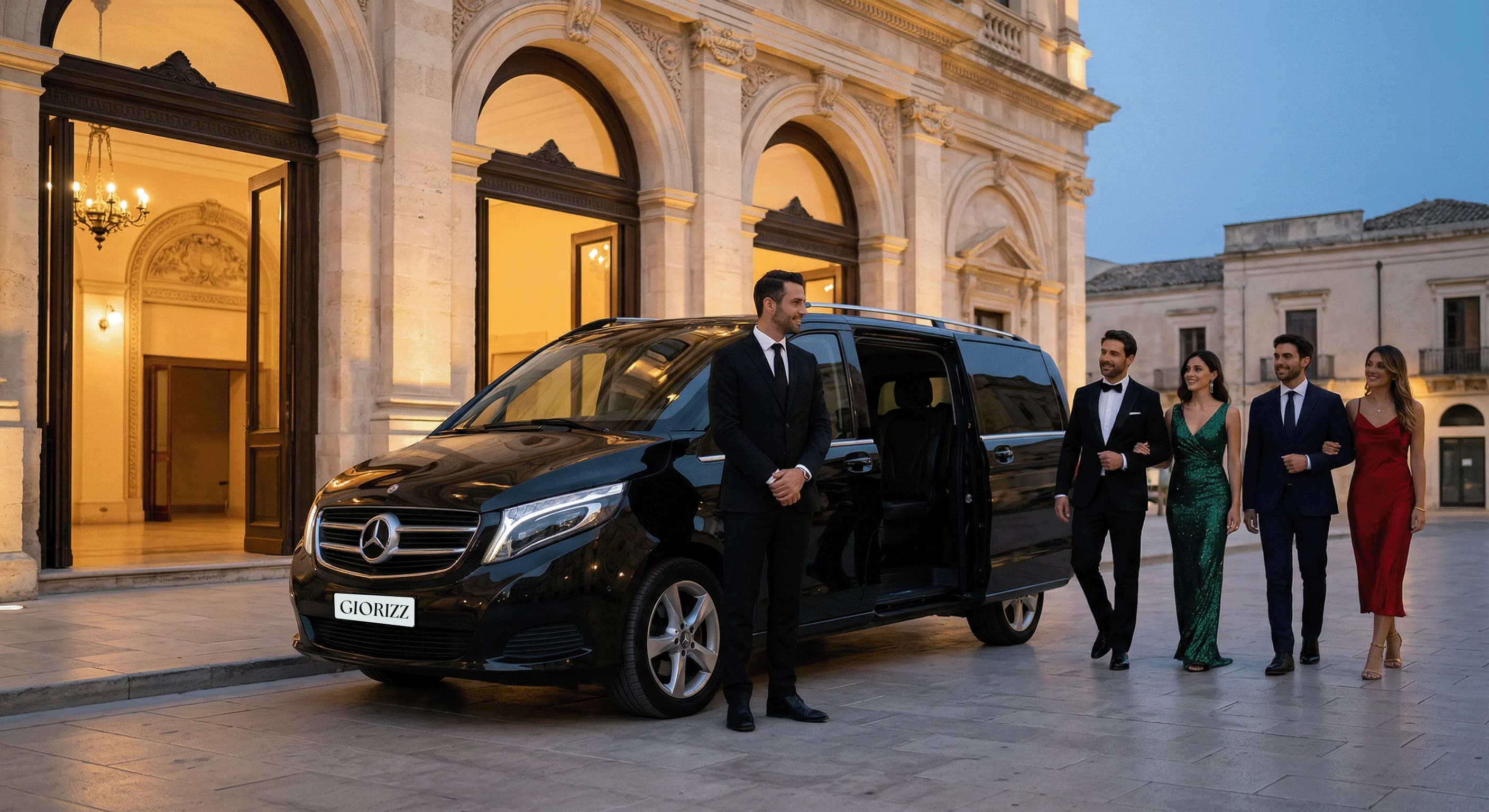 Business Van wedding group transfer for guests in Sicily