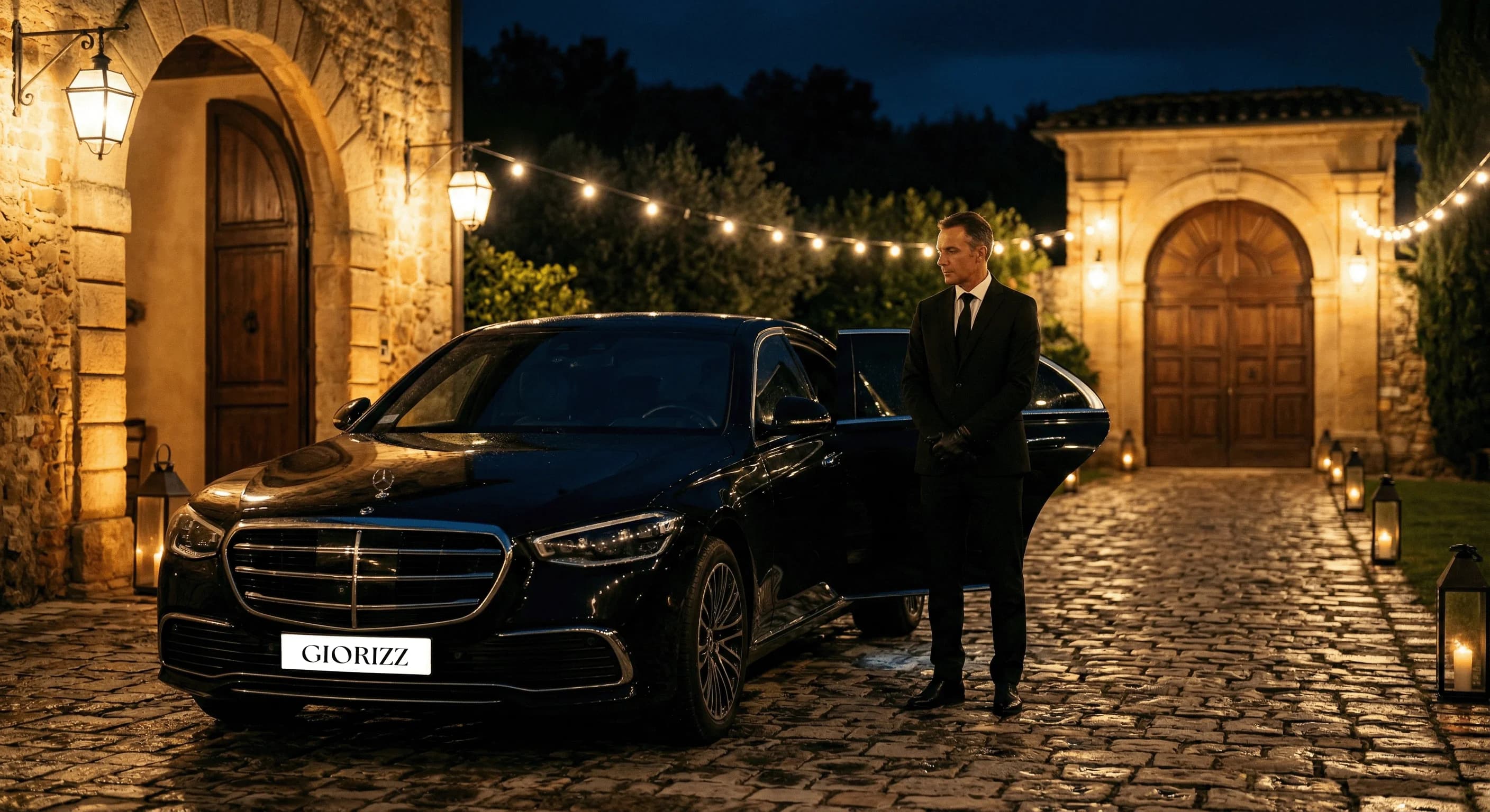 Night event chauffeur service for a luxury gala in Sicily