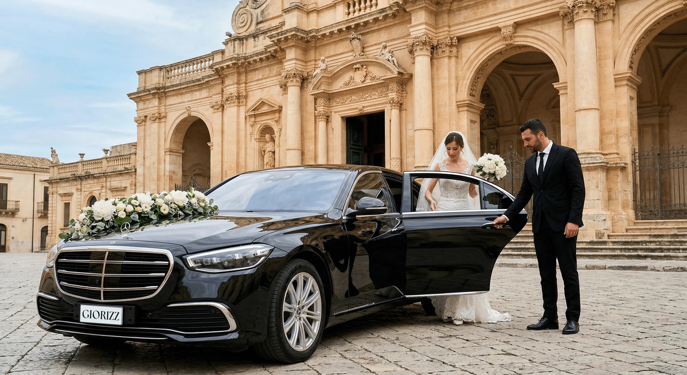 Luxury chauffeur service for travel agencies — wedding transfer in Sicily