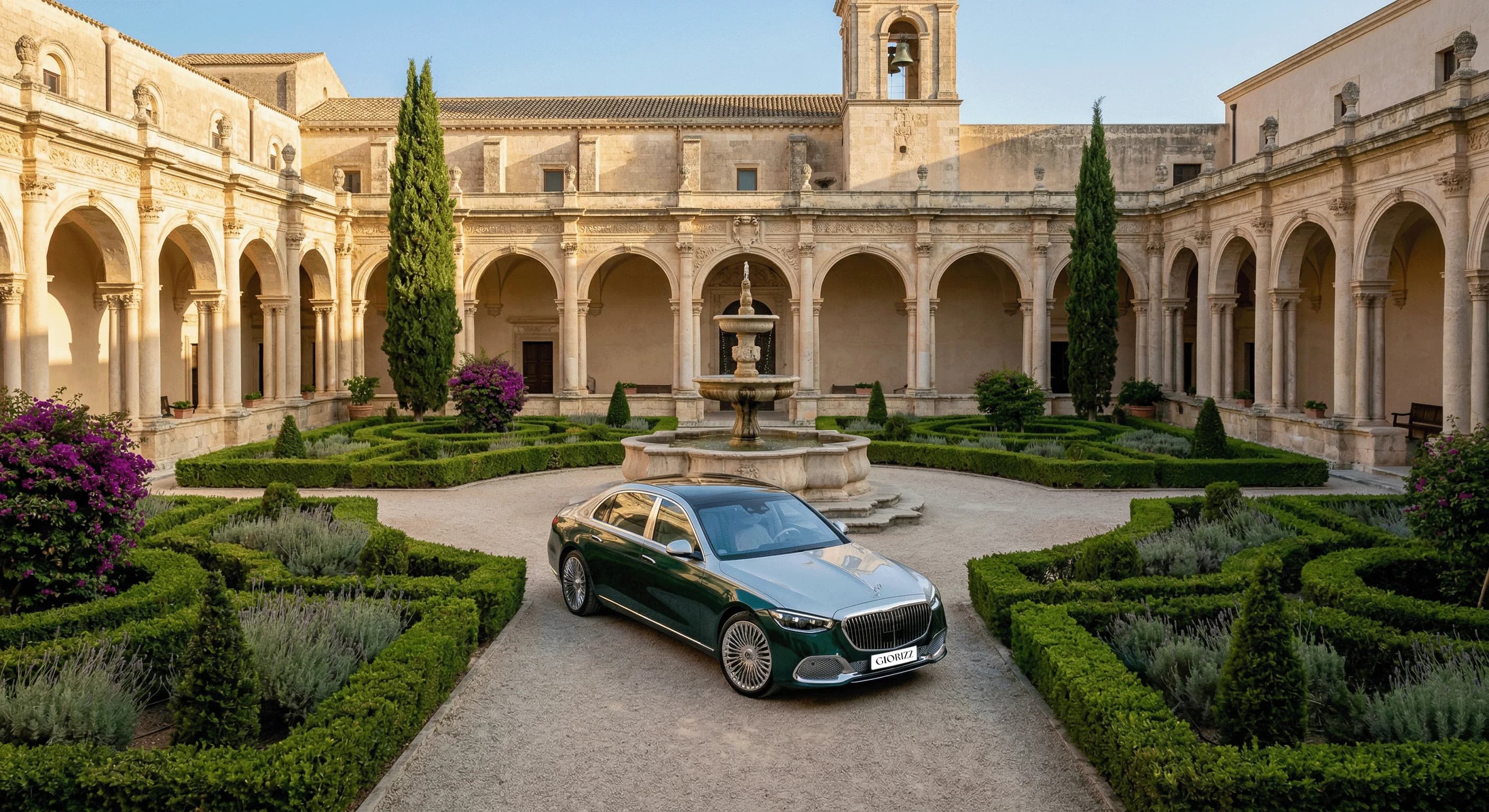 Private driver at a luxury hotel entrance in Sicily