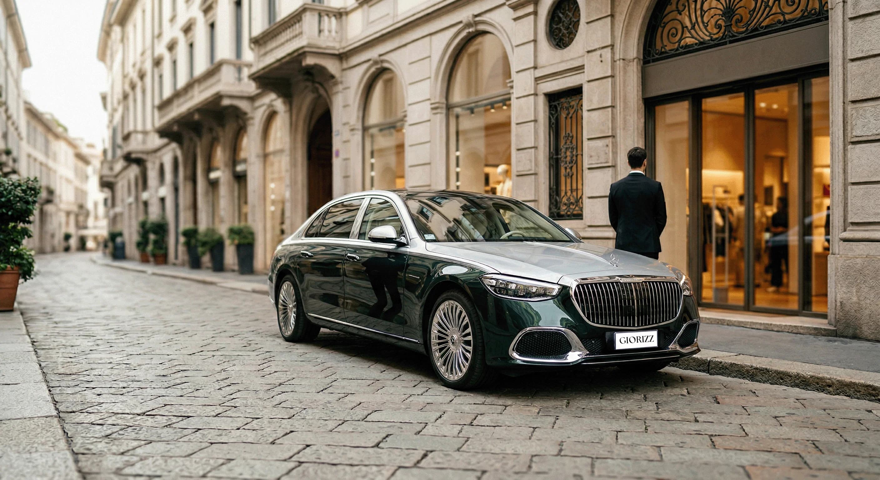 Hourly chauffeur service in Sicily — luxury vehicle on standby