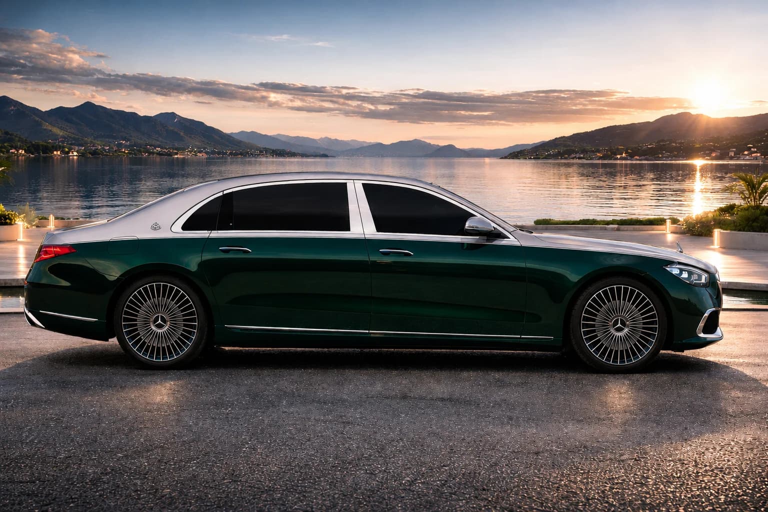 GIORIZZ luxury sedan at sunset