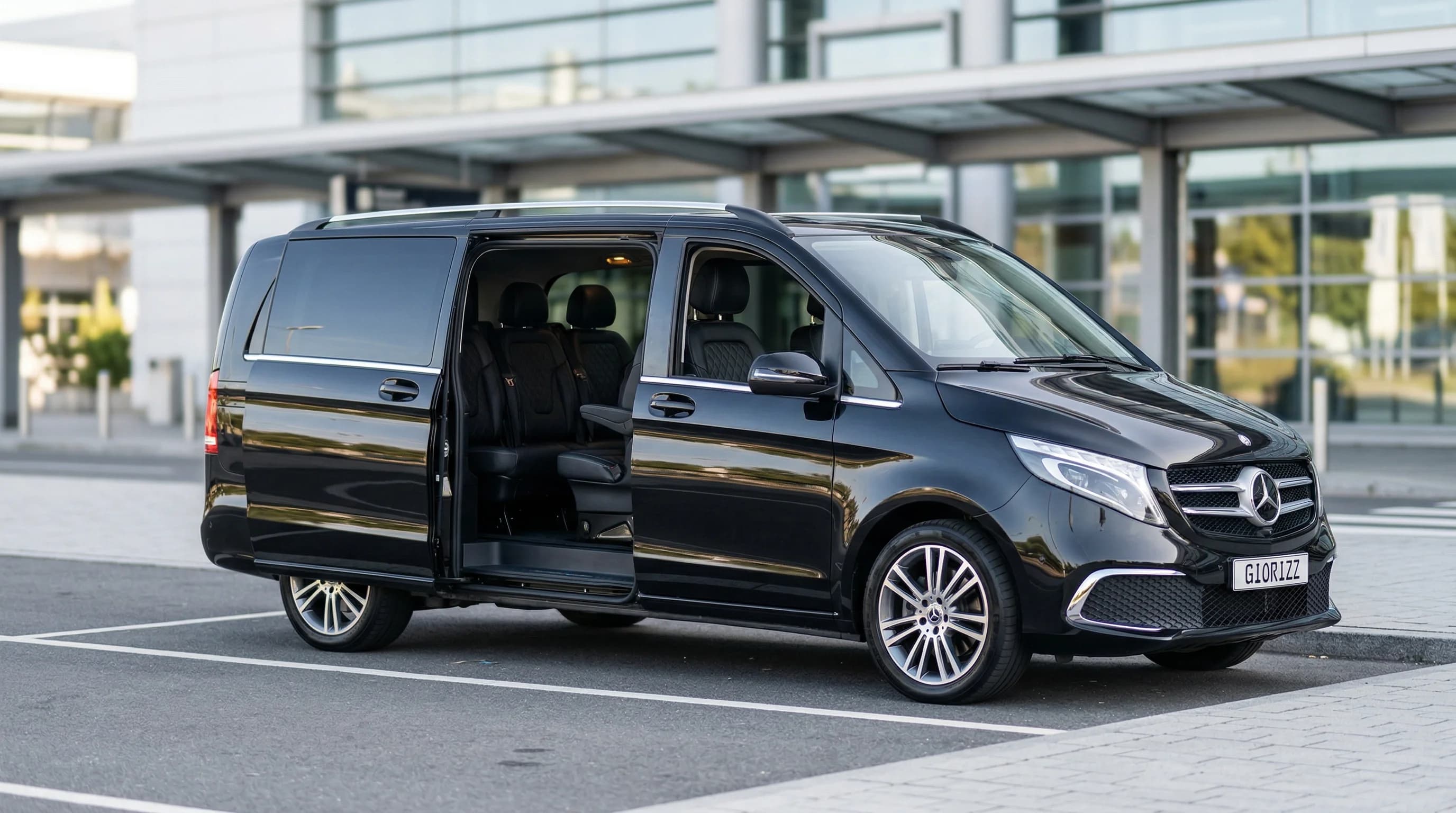 Airport pickup with a luxury van