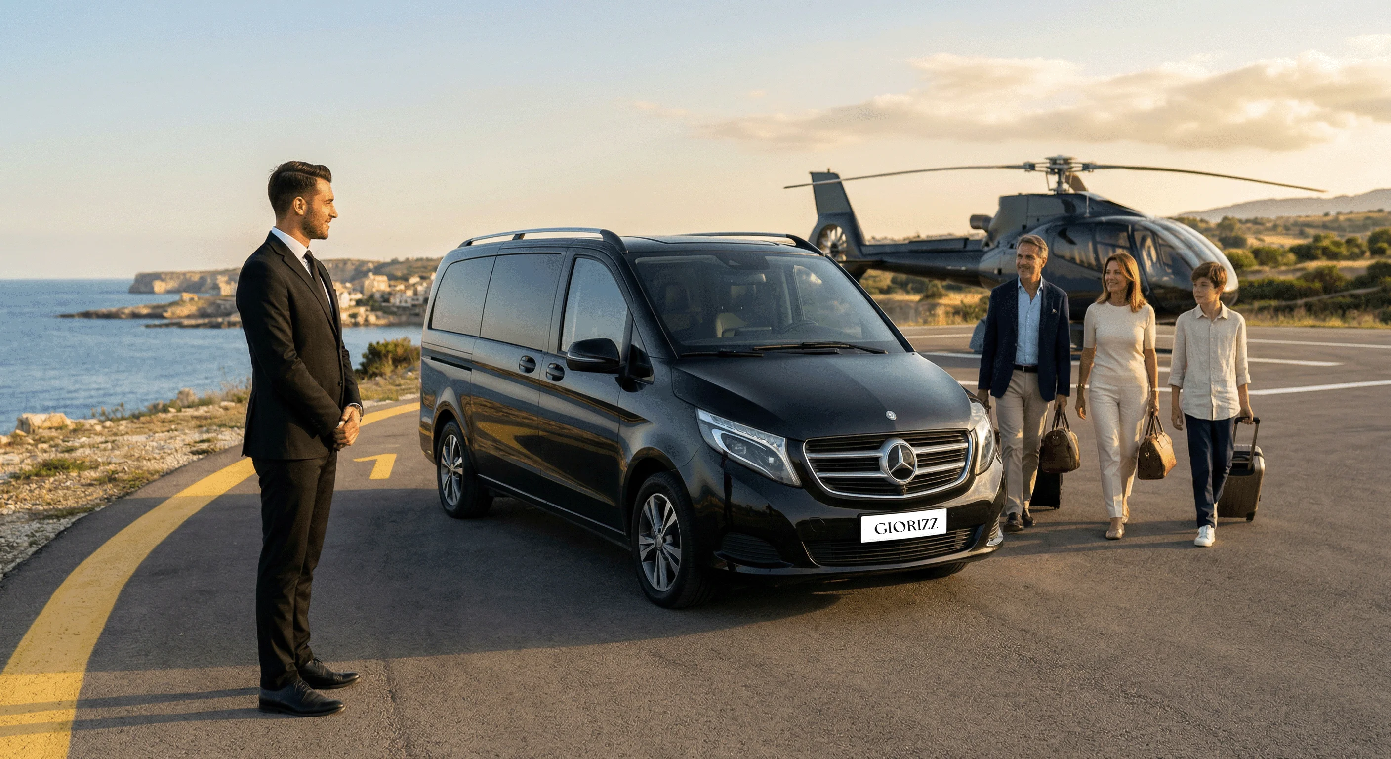 Helicopter charter pickup coordinated by GIORIZZ air concierge in Sicily