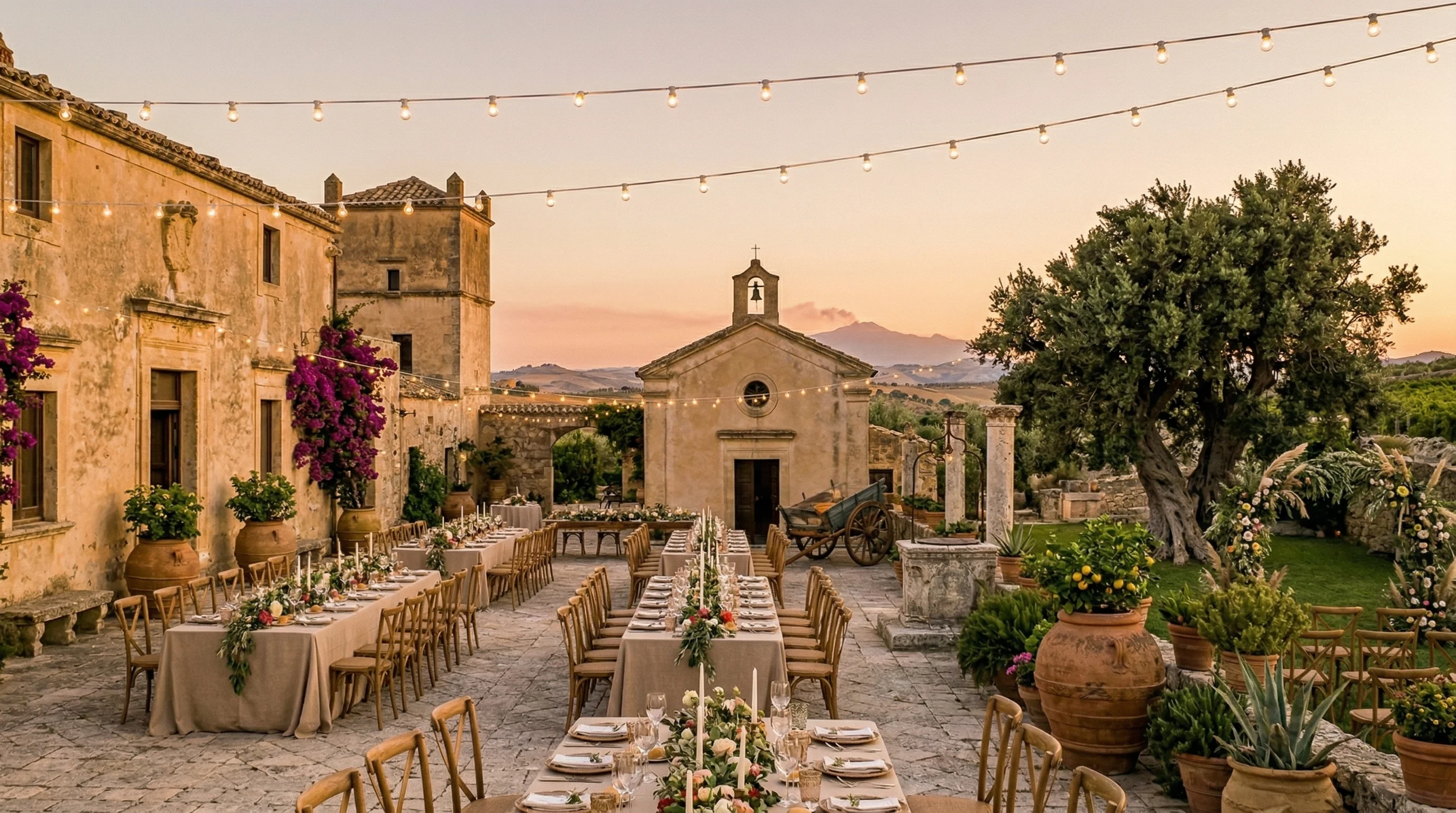 Coastal venue at sunset